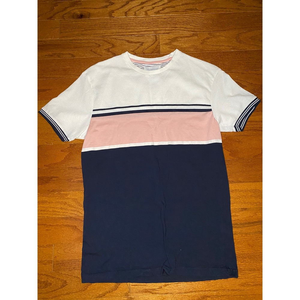 Denim and Flower White Blue and Pink‎ T-Shirt Size Medium